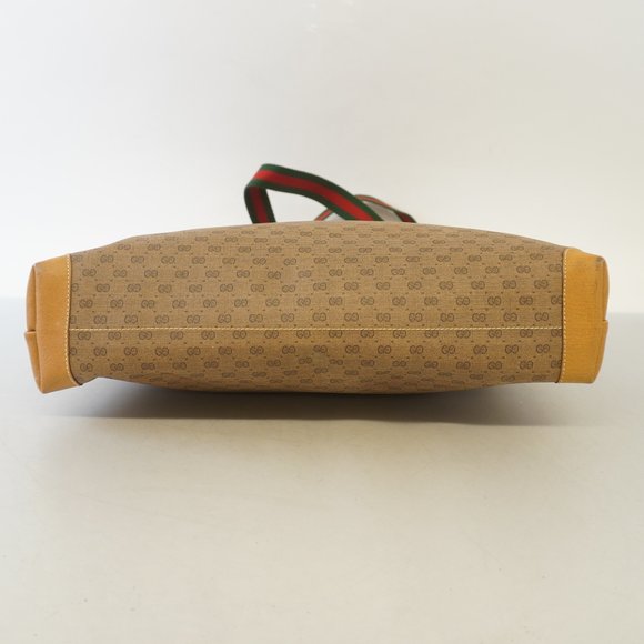 GUCCIAuth  Sherry Line 002 40 0694 Women's Coated Canvas Tote Bag Light Brown - Picture 3 of 10